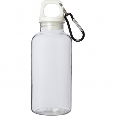 Logo trade business gifts image of: Oregon 400 ml RCS certified recycled plastic water bottle with carabiner