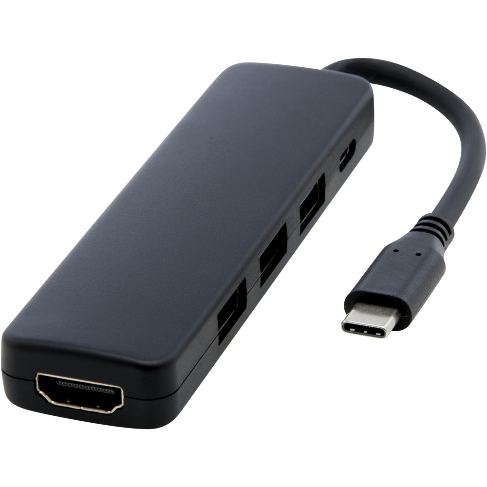 Logo trade promotional giveaways image of: Loop RCS recycled plastic multimedia adapter USB 2.0-3.0 with HDMI port