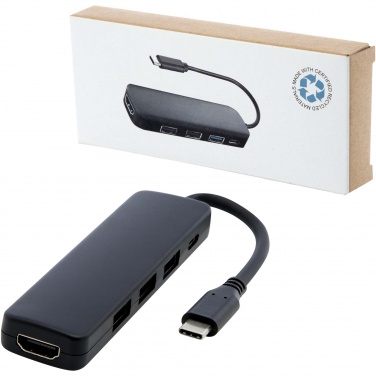 Logo trade promotional giveaway photo of: Loop RCS recycled plastic multimedia adapter USB 2.0-3.0 with HDMI port