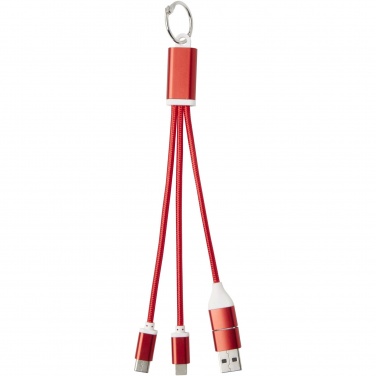 Logo trade promotional giveaway photo of: Metal 4-in-1 recycled aluminium charging cable with keychain