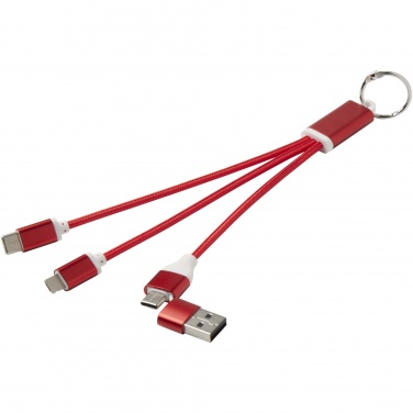 Logotrade promotional giveaways photo of: Metal 4-in-1 recycled aluminium charging cable with keychain