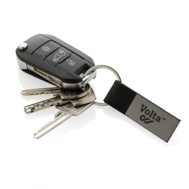 Logo trade promotional merchandise photo of: Luxury PU keychain RCS recycled zinc alloy