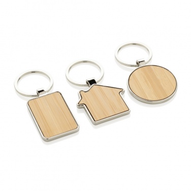 Logotrade advertising product picture of: RCS recycled zinc alloy round keychain with bamboo