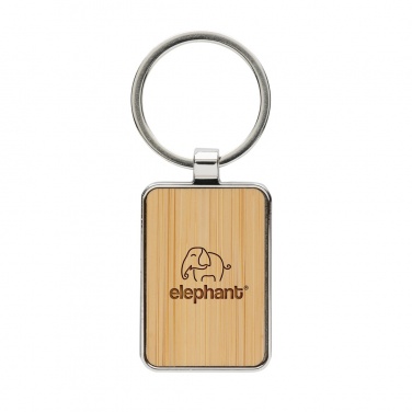 Logo trade promotional merchandise image of: RCS recycled zinc alloy rectangle keychain with bamboo