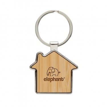 Logo trade advertising products image of: RCS recycled zinc alloy house keychain with bamboo