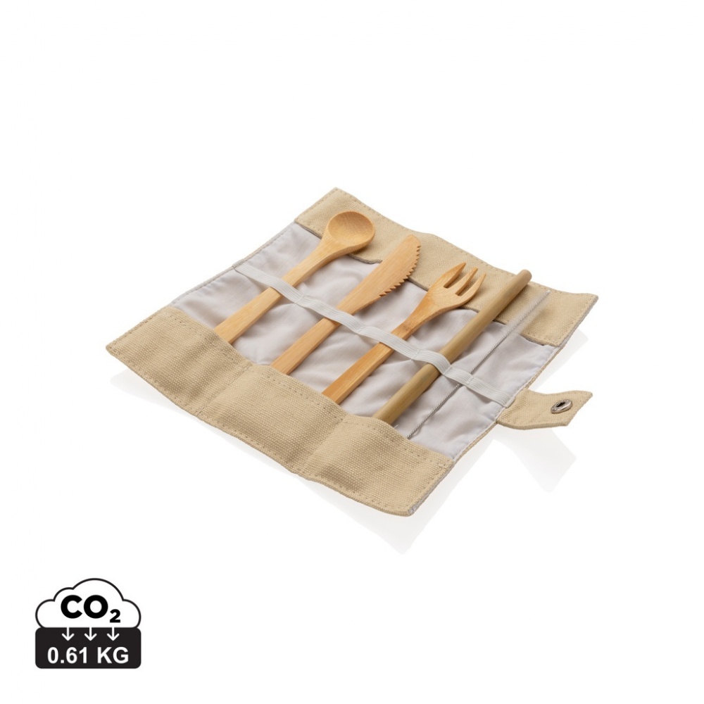 Logotrade promotional product picture of: Reusable bamboo travel cutlery set