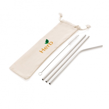 Logo trade promotional merchandise photo of: Reusable stainless steel 3 pcs straw set