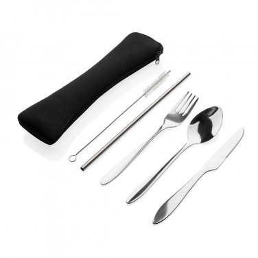 Logo trade promotional giveaways image of: 4 PCS stainless steel re-usable cutlery set