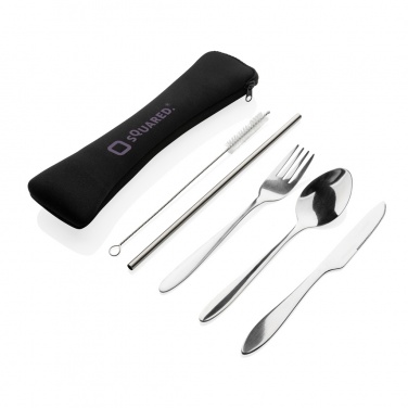 Logo trade promotional items image of: 4 PCS stainless steel re-usable cutlery set
