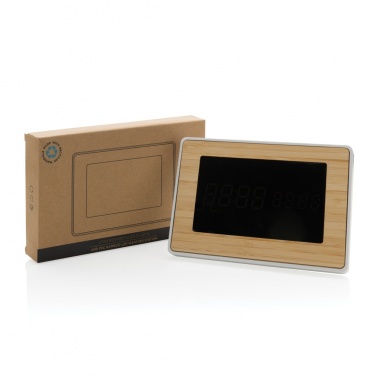 Logo trade promotional gift photo of: Utah RCS recycled plastic and bamboo LED clock