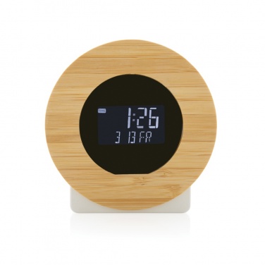 Logo trade promotional item photo of: Utah RCS rplastic and bamboo LCD desk clock
