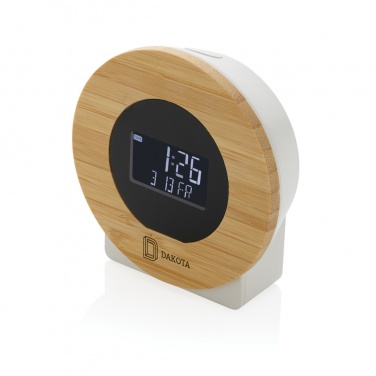 Logo trade promotional giveaways image of: Utah RCS rplastic and bamboo LCD desk clock