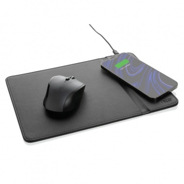 Logotrade promotional product image of: Swiss Peak RCS recycled PU 10W wireless charging mousepad
