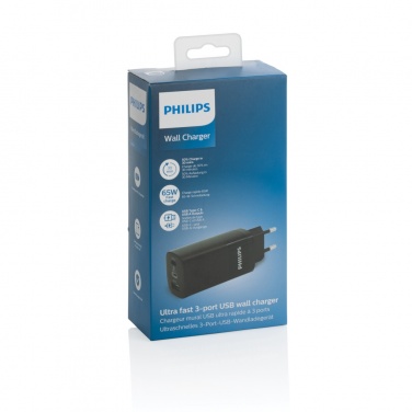 Logotrade promotional merchandise photo of: Philips 65W ultra fast PD 3-port USB wall charger