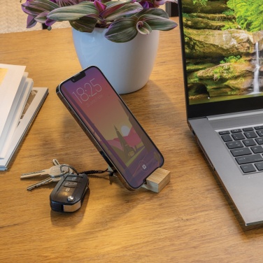 Logo trade promotional products picture of: Standkey bamboo keychain phone stand