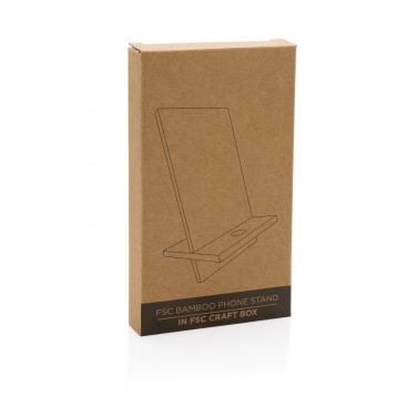 Logo trade promotional merchandise photo of: Bamboo phone stand in kraft box