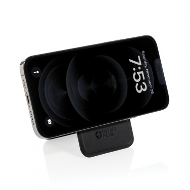 Logo trade corporate gifts image of: Magstand RCS recycled PU magnetic phone wallet with stand