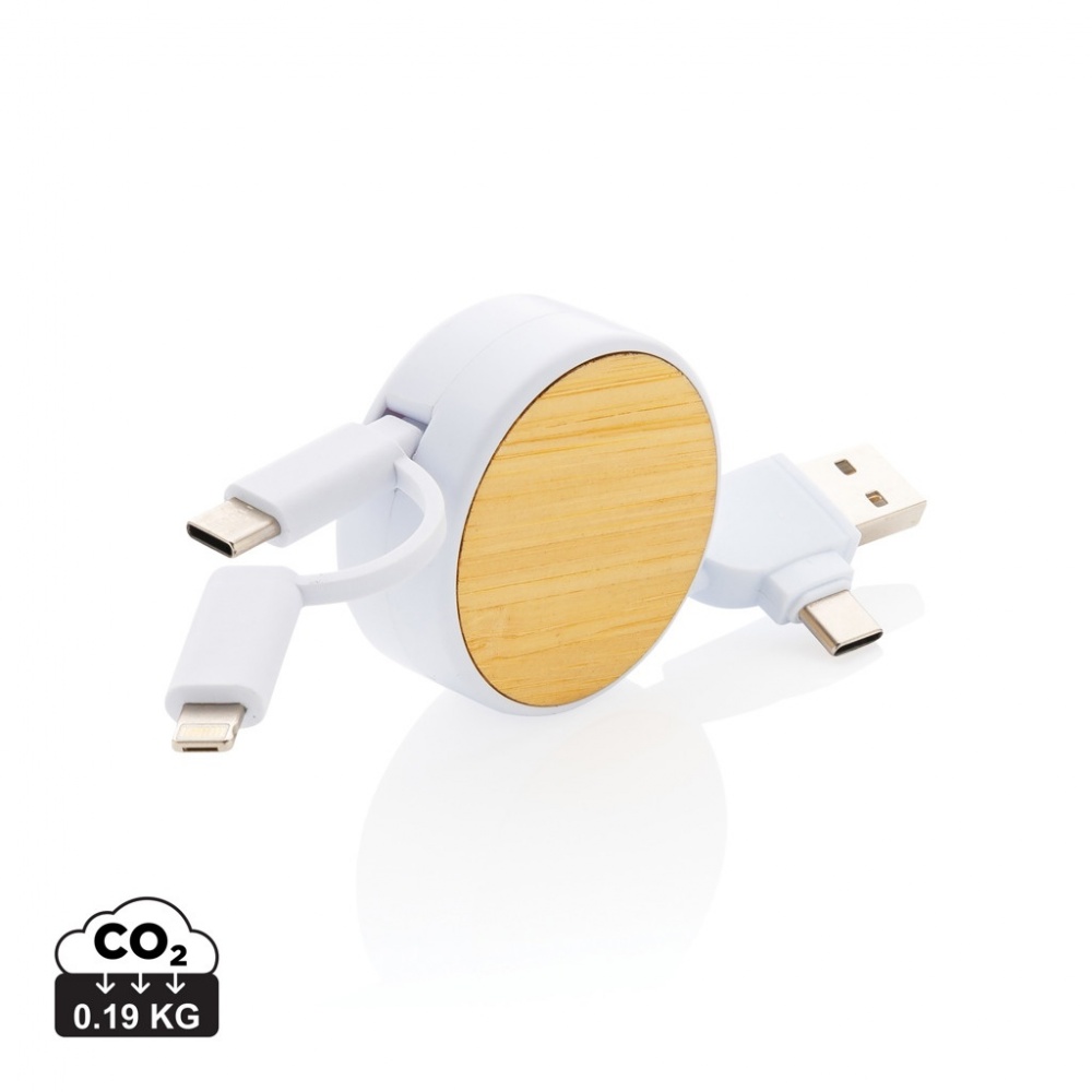 Logo trade advertising products image of: RCS recycled plastic Ontario 6-in-1 retractable cable