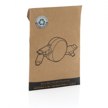 Logo trade promotional products picture of: RCS recycled plastic Ontario 6-in-1 retractable cable