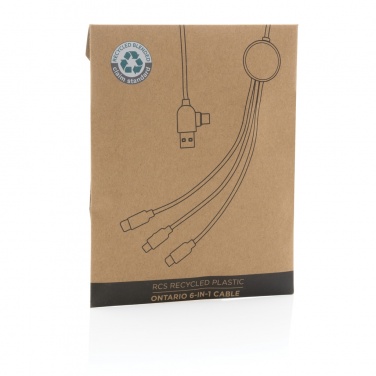 Logo trade promotional merchandise picture of: RCS recycled plastic Ontario 6-in-1 cable