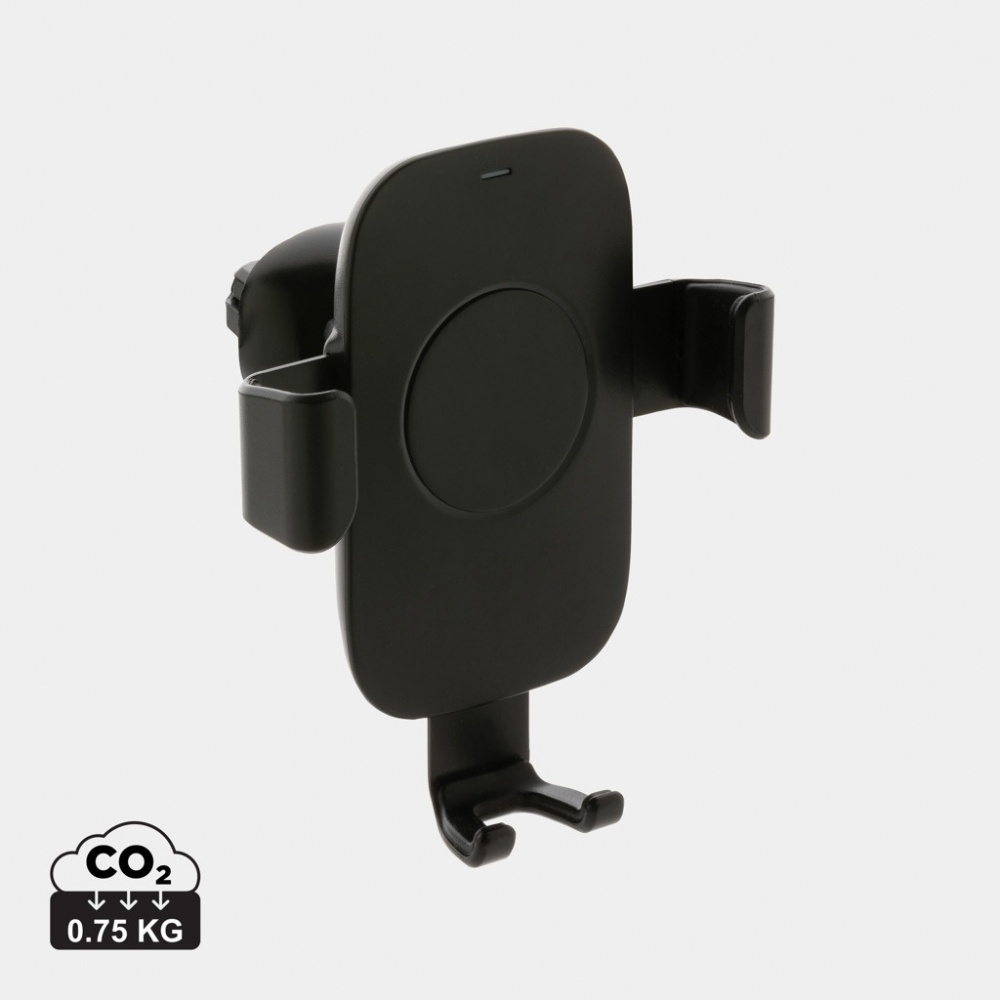 Logo trade promotional merchandise picture of: RCS recycled plastic 10W wireless charging car holder