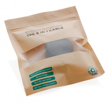 Logo trade promotional products picture of: RCS standard recycled plastic and TPE 6-in-1 cable