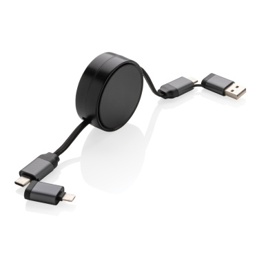 Logotrade promotional item image of: Terra RCS recycled aluminium retractable 6 in 1 cable