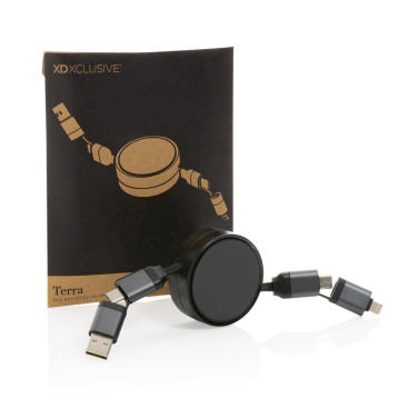 Logo trade promotional merchandise image of: Terra RCS recycled aluminium retractable 6 in 1 cable