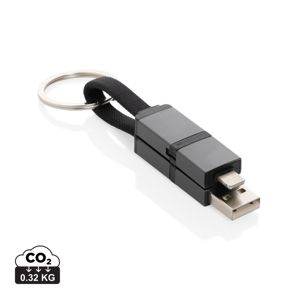 Logotrade business gift image of: Terra recycled aluminum 4 in 1 60W fast charging cable