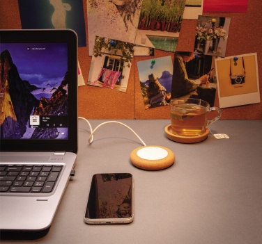 Logo trade promotional merchandise picture of: Cork and Wheat 5W wireless charger