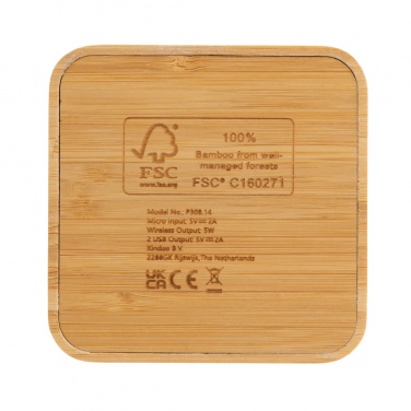 Logotrade promotional items photo of: Bamboo 5W wireless charger with USB