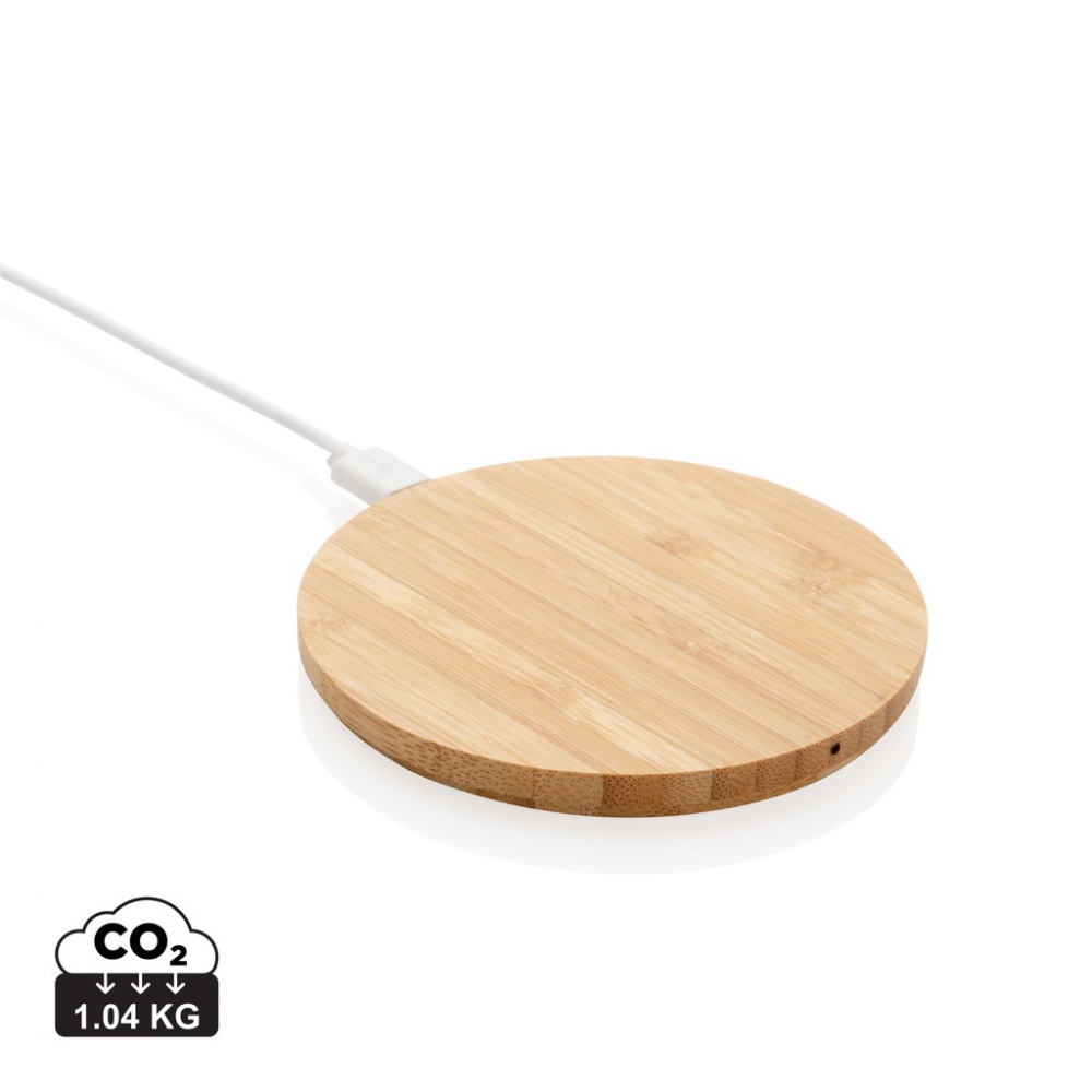 Logo trade advertising product photo of: Bamboo 5W round wireless charger