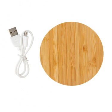 Logotrade promotional item picture of: Bamboo 5W round wireless charger