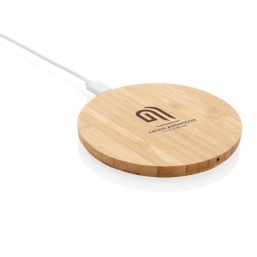 Logotrade business gift image of: Bamboo 5W round wireless charger