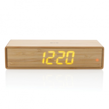 Logotrade promotional product picture of: Bamboo alarm clock with 5W wireless charger