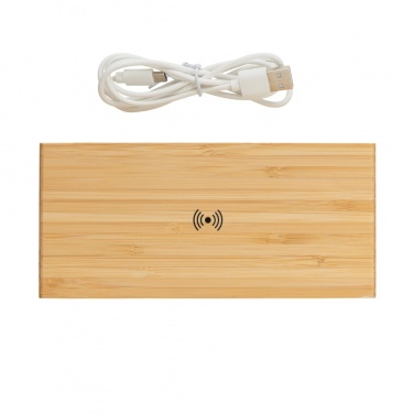 Logo trade corporate gifts picture of: Bamboo alarm clock with 5W wireless charger