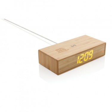 Logo trade advertising products picture of: Bamboo alarm clock with 5W wireless charger