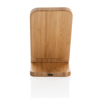 Logo trade promotional merchandise picture of: Bamboo 5W wireless charging stand