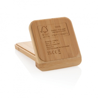 Logo trade promotional giveaway photo of: Bamboo 5W wireless charging stand