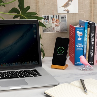 Logotrade corporate gift picture of: Bamboo 5W wireless charging stand
