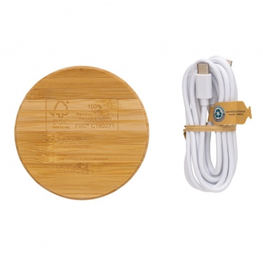 Logotrade promotional merchandise image of: Bamboo 15W wireless charger