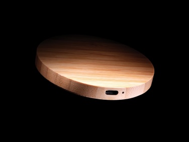 Logo trade promotional giveaway photo of: Bamboo 15W wireless charger