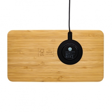 Logo trade promotional items picture of: Bamboo desk organiser 10W wireless charger