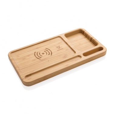 Logotrade promotional giveaway picture of: Bamboo desk organiser 10W wireless charger