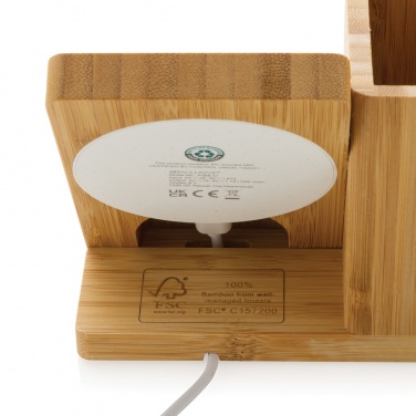 Logo trade business gifts image of: Calgary bamboo 10W wireless charger