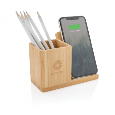 Logotrade promotional item picture of: Calgary bamboo 10W wireless charger