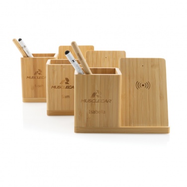 Logo trade promotional products picture of: Calgary bamboo 10W wireless charger