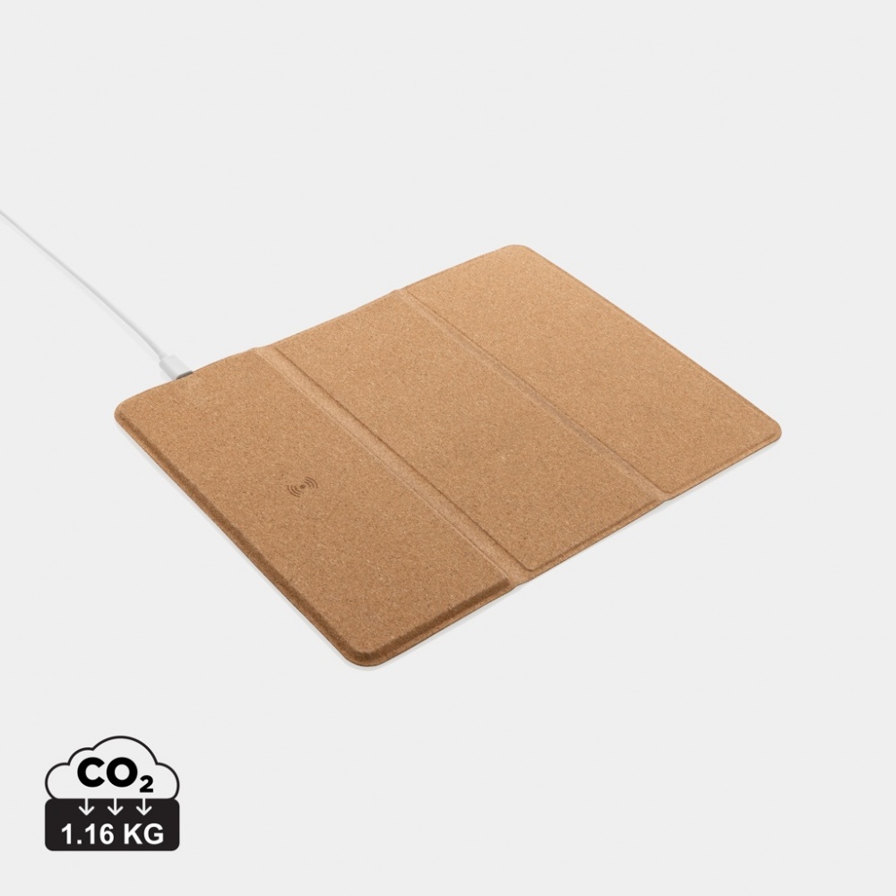 Logotrade promotional product image of: 10W wireless charging cork mousepad and stand