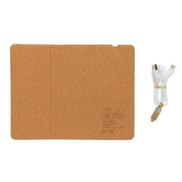 Logo trade business gifts image of: 10W wireless charging cork mousepad and stand