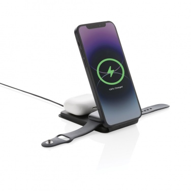Logo trade business gifts image of: Swiss Peak RCS rPU 15W  3-in-1 magnetic wireless charger